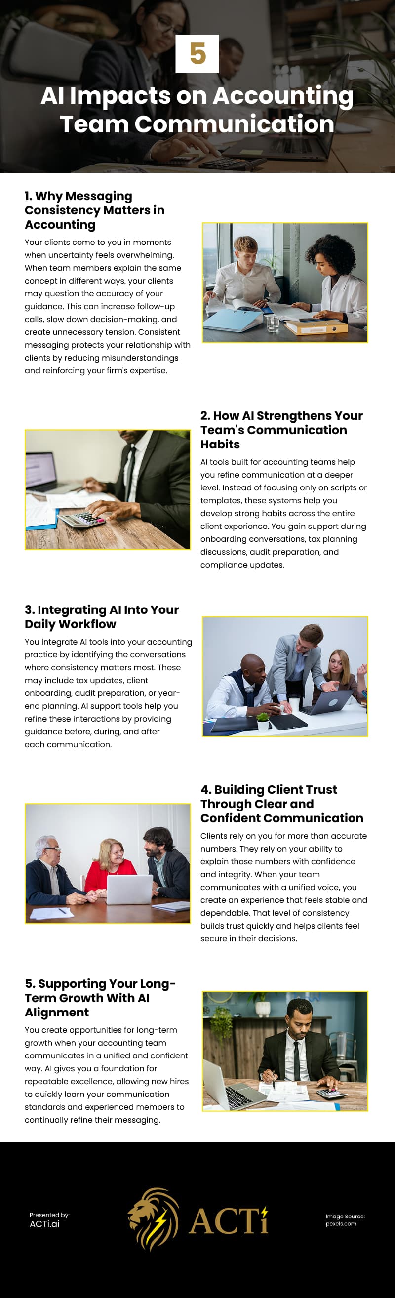 5 AI Impacts on Accounting Team Communication Infographic 5 AI Impacts on Accounting Team Communication Infographic